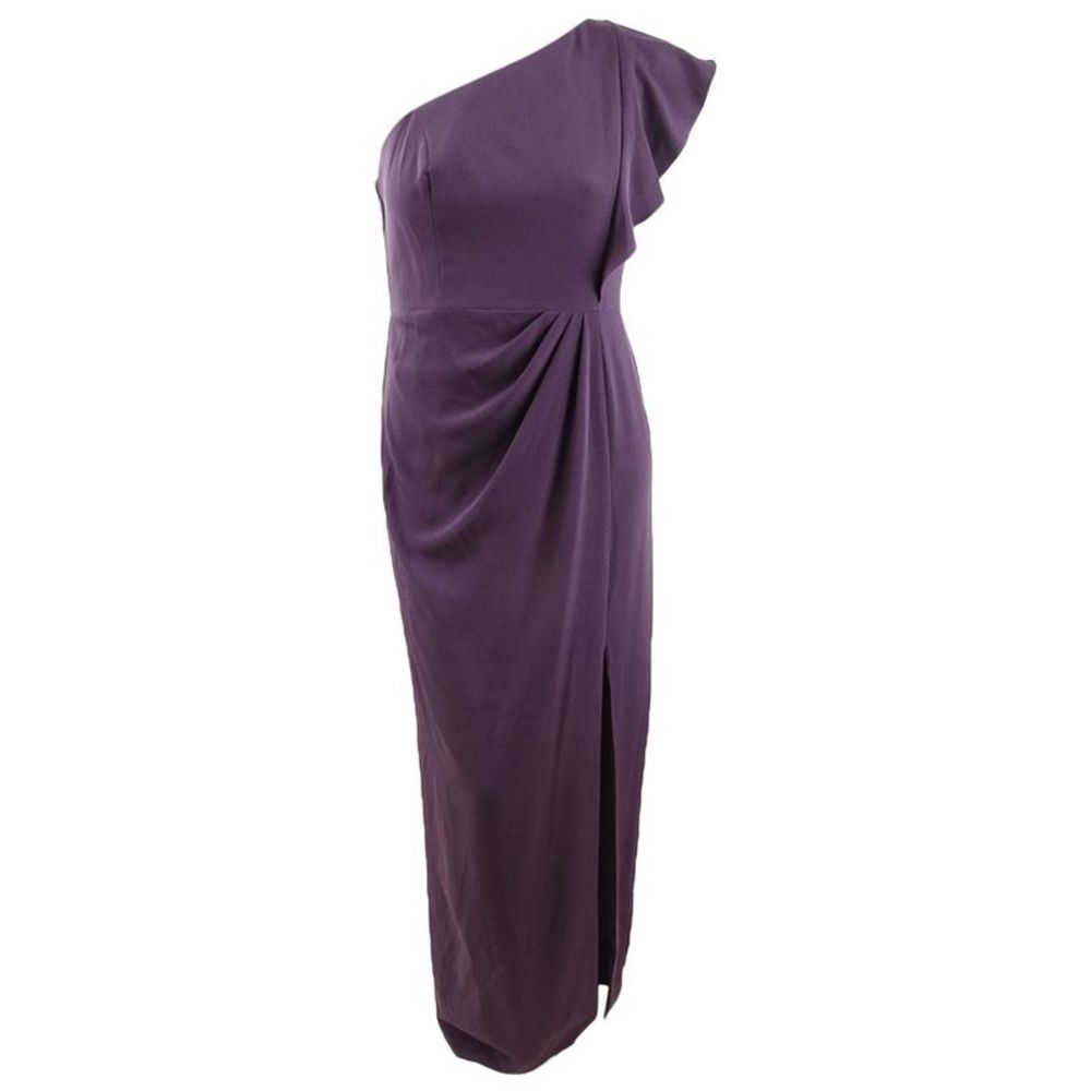 Adrianna Papell Women's Ruffled One-Shoulder Gown - Currant